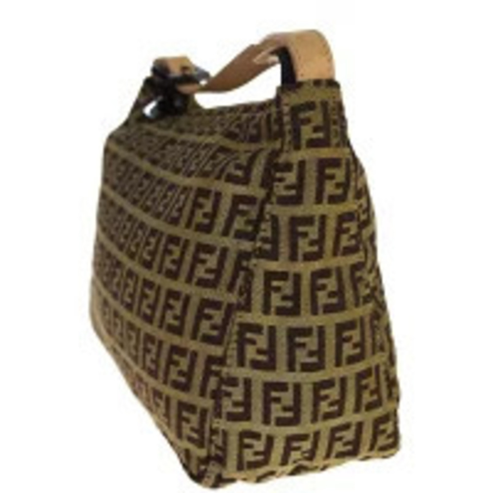 Fendi Zucca Handbag Beige Leather Tan